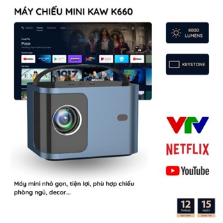 Máy Chiếu Mini KAW K660 Plus, Máy Chiếu Phim 1080P, Android 10, Kết Nối Điện Thoại Bảo Hành 12 Tháng