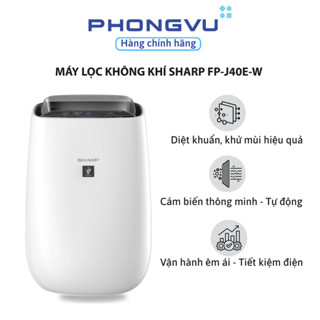 Máy lọc không khi Sharp FP-J40E-W - Lọc bụi mịn, Tiết Kiệm Điện, Cảm Biến Thông Minh, Phòng >30m² - Bảo hành 12 tháng