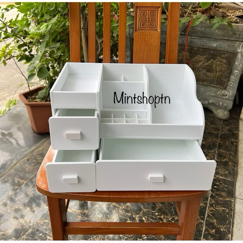 Kệ mỹ phẩm max 35cm màu trắng để bàn siêu gọn