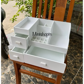 Kệ mỹ phẩm max 35cm màu trắng để bàn siêu gọn