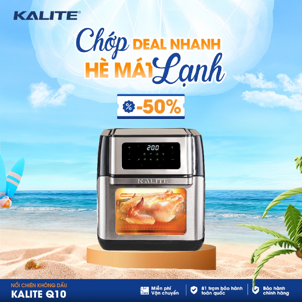 Nồi chiên không dầu Kalite Q10, công suất 1800W, dung tích 10L, Thay thế cho 9 thiết bị nhà bếp khác nhau, BH 24 T