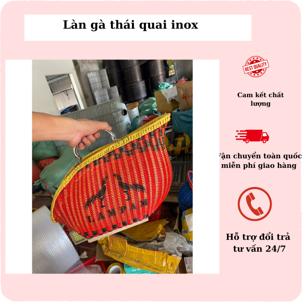 Giỏ gà thái giỏ đựng gà chọi giỏ biếu gà có quai xách đan mây chắc chắn bền, đep nhiều màu - Giỏ gà 