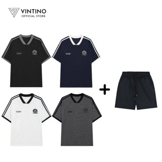 Bộ Quần Áo Thun Nam VINTINO Áo Cổ V, Quần Kaki Co Giãn Thoáng Mát AT09-QS03