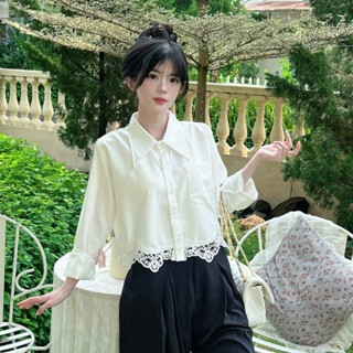  Áo Sơ Mi Nữ Phối Viền Ren Sơ Mi Kiểu Nữ Dài Tay Xinh Xắn Hot Trend Phong Cách Hàn Quốc  BRIYO SM53 
