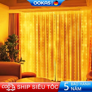  【Tặng remote OOKAS Dây Đèn LED Rèm Cửa Đa Sắc 3*3M 300 hạt đèn dây đèn nhấp nháy tự động 