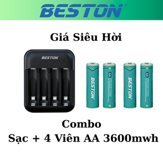 Combo Pin Sạc Beston M7032 + 4 Pin AA 1.5V 3600mwh dành cho đồ chơi, máy ảnh,đèn led,máy đo huyết áp