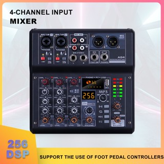 4 channel Mixer 256DSP DJ Mixer USB Trộn Âm Thanh MP3 Máy Tính + Nguồn Phantom 48V Cho Karaoke Gia Đình Giai Đoạn Ghi