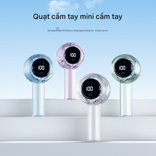  Quạt Mini Cầm Tay-Gấp Gọn Đèn LED RGB Đổi Màu Màn Hình Hiển Thị Tốc Độ Gió Mạnh Động Cơ Không Chổi Than Sạc Điện Ti 