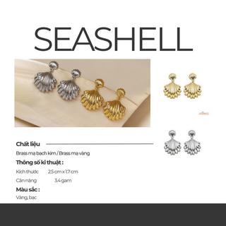 Khuyên tai thiết kế vỏ sò Seashell Jesmee chất liệu brass cao cấp không gỉ, cá tính, bông tai đi biển - E6876