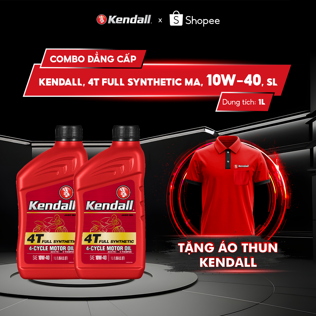 Combo 2 Dầu Nhớt Xe Máy KENDALL, 4T FULL SYNTHETIC MA, 10W-40, SL