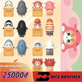 Sonny Angel Mifusand Hippers Mini Hình Bí Ẩn Hộp Mực Meow Đồ Chơi Mèo Búp Bê Quà Tặng Trang Trí Mù Hộp Cá Mập Mèo Meow B