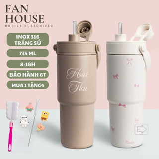 Bình giữ nhiệt cao cấp Simply inox 316 ly nước giữ nhiệt thể thao 735ml Fan House khắc tên