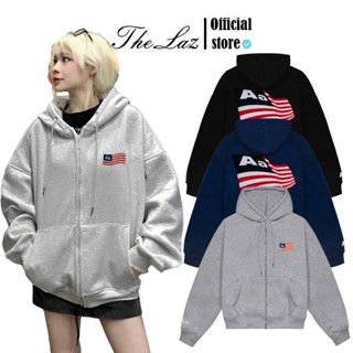 Áo Khoác Hoodie Zip AA STU Flag Logo Form Boxy - Áo Hoodie Nam Nữ Unisex, Chất Vải Nỉ Dày Mịn THELAZ.VN