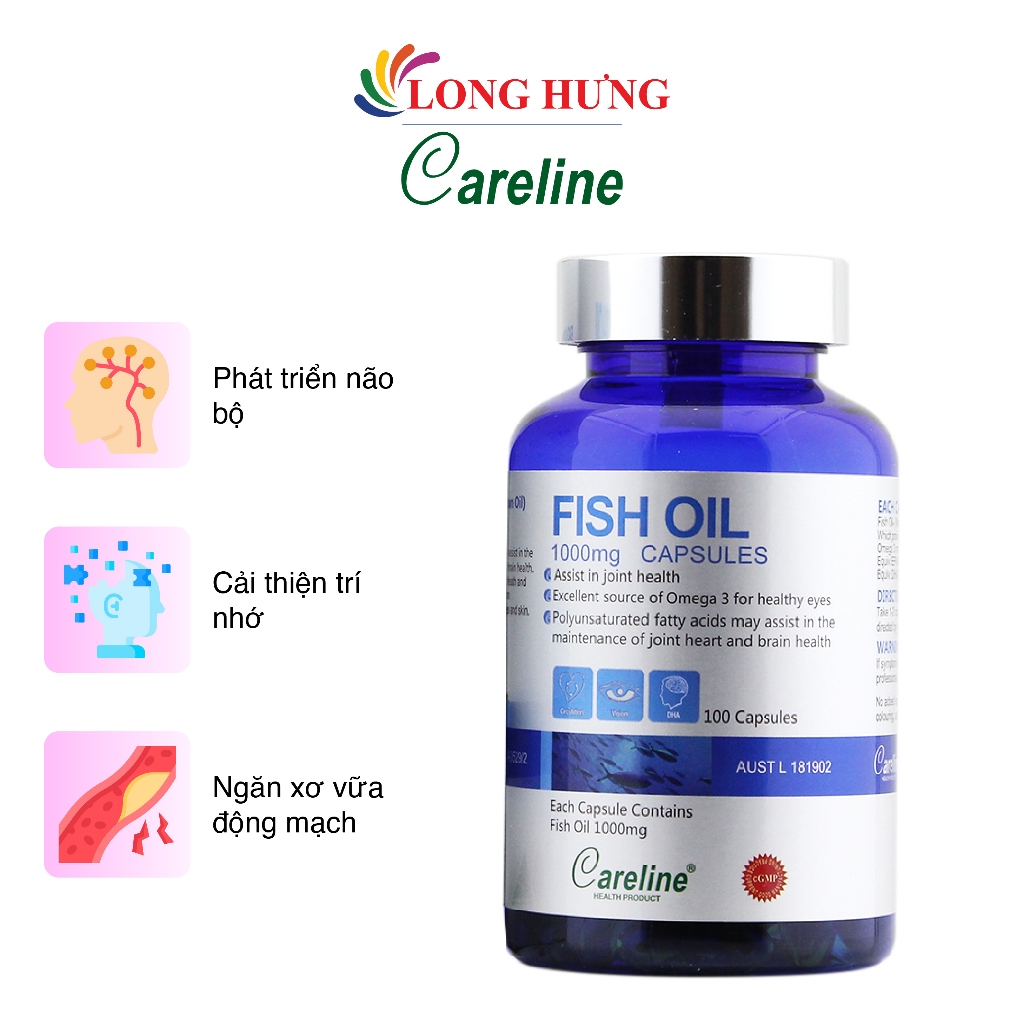 Viên uống Careline Fish Oil 1000mg hỗ trợ tim mạch trí não (100 viên)