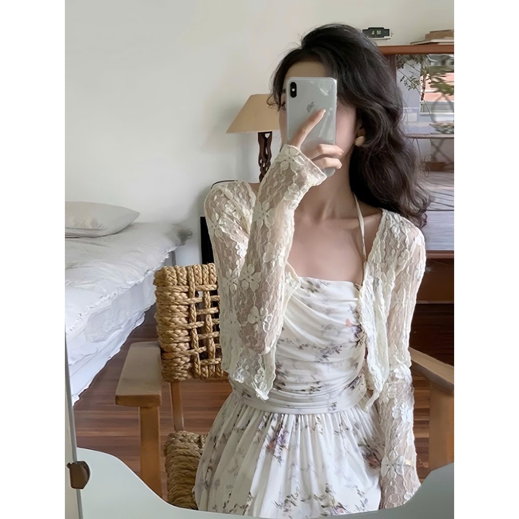 Áo cardigan mỏng ren hoa dáng lửng Ha25_CÚC Haluu Store thích hợp khoác ngoài cho mùa hè | BigBuy360 - bigbuy360.vn