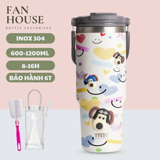 Ly giữ nhiệt chính hãng Tyeso v2 cốc giữ nhiệt thể thao Fan House có ống hút 4 dung tích 600-1200ml