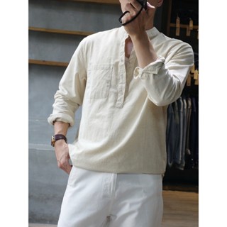 Áo Sơ Mi Nam Cổ Trụ DENIMST S03, Chất Đũi Nhẹ Mát