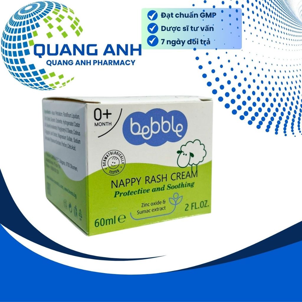 Kem hăm tã cho bé Bebble Nappy Rash Cream 60ml nhập khẩu chính hãng Bulgaria