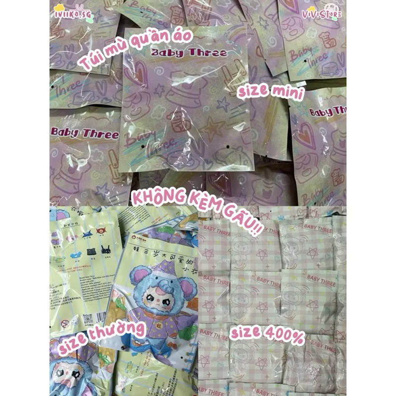 [Hỏa tốc]Túi Mù Quần Áo Baby Three | size trung, size 400% Macaron, V3, Đầu to, 12 Con Giáp, Thỏ Thị