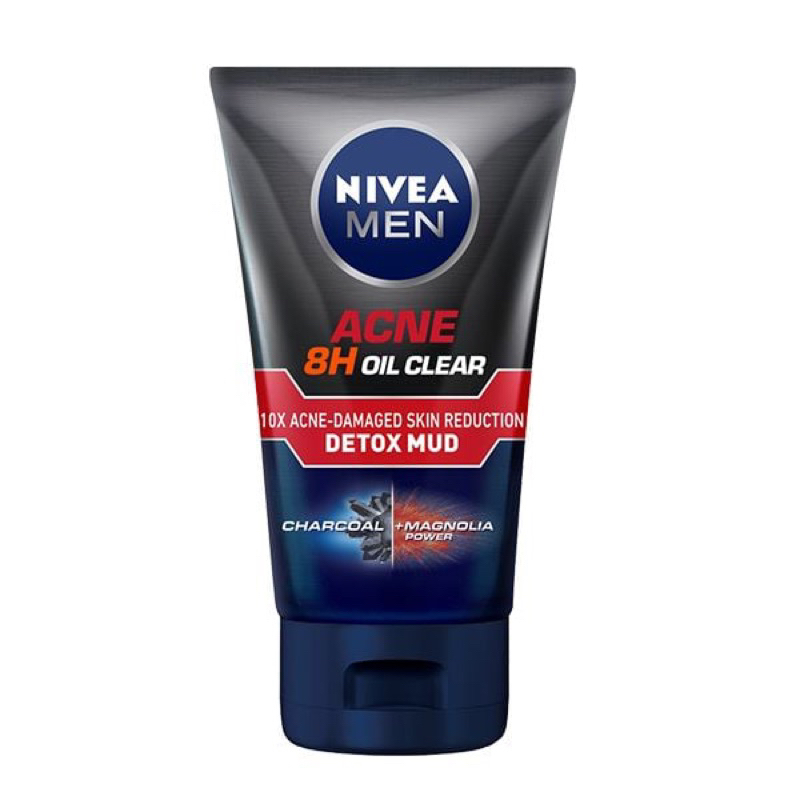 Sữa rửa mặt giảm mụn & hư tổn da Nivea Men Acne 8h Oil Clear 10x Acne Damaged Skin Reduction Detox M