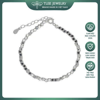 Lắc tay bạc nữ TLEE, vòng tay chuỗi hạt bi phay lục giác đeo sáng tay TLEE JEWELRY LT0286