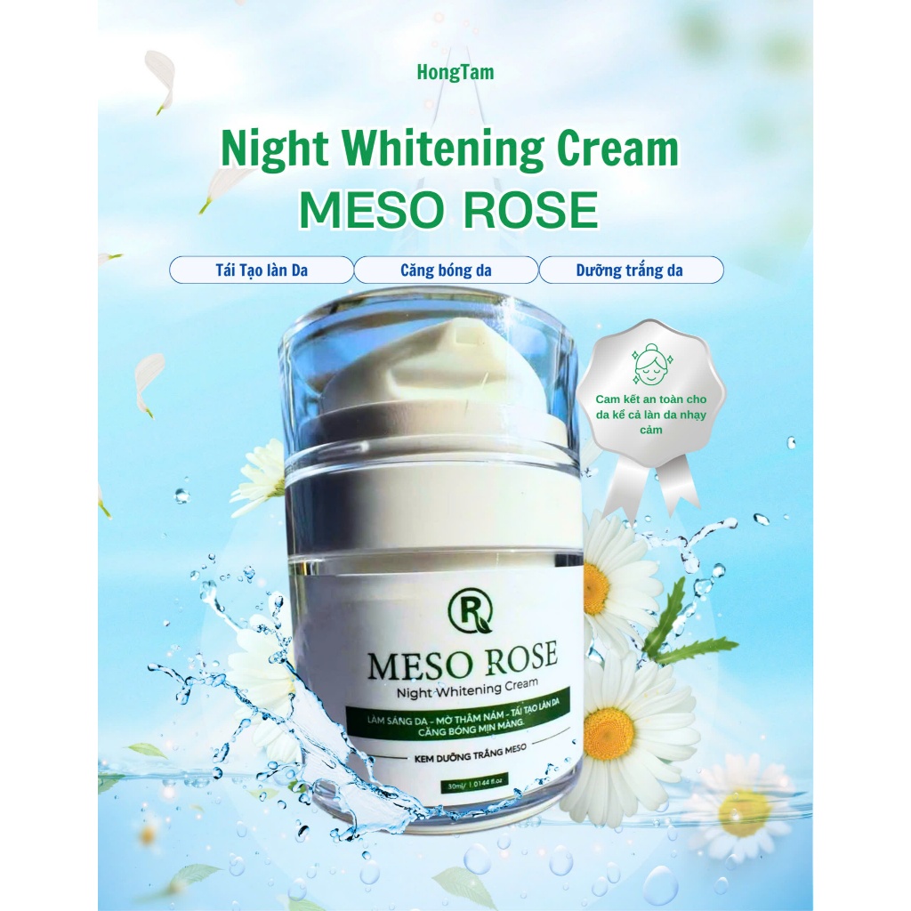 Kem dưỡng da ban đêm Meso Rose, căng bóng, sáng da, mờ thâm nám