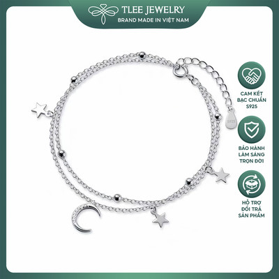 Lắc tay bạc nữ TLEE, vòng tay dải bi trăng sao nữ tính TLEE JEWELRY LT0289