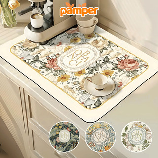  Thảm Lót Ly PAMPER Thấm Hút Nước Nhanh Khô Thảm Trải Nhà Bếp Chất Liệu Da Nappa Cao Su Chống Trượt 