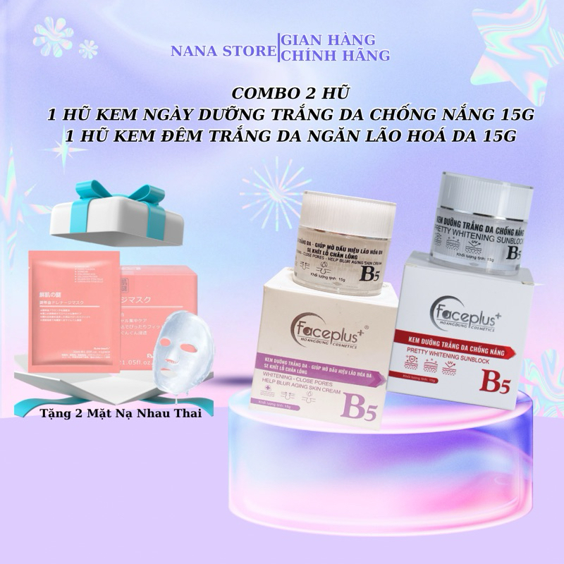[Combo 2 Hũ]Kem Faceplus Ngày Trắng Da Chống Nắng Và Đêm Trắng Da Ngăn Lão Hoá 15G