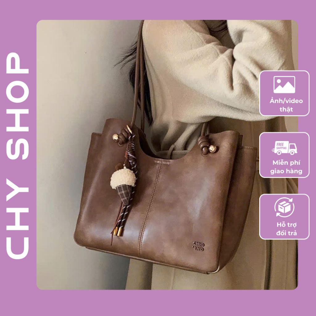 Túi Chio 2nd tote size 30 tặng charm kem hàng Quảng Châu loại 1 dáng quai xách 005#