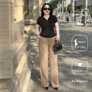  Quần tây suông 1 ly 34QT019 quần tây 34 bigsize cho nữ đi làm công sở form dáng thoải mái 