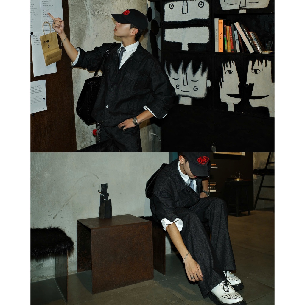 COMBO WIDE FLARED RAW BLACK JEANS WHOSE - Quần Jeans ống đứng và ống loe unisex nam nữ Whose stuido | BigBuy360 - bigbuy360.vn