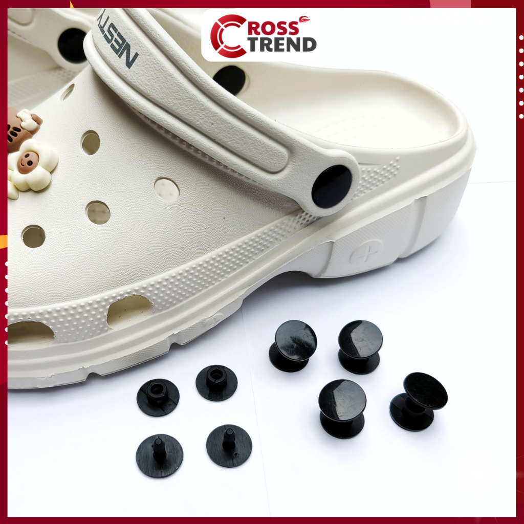 Nút gắn quai dép NESTY, Bộ chốt khóa cài cho quai dép crocs sandal túi xách Nesty nhựa PVC cao cấp C