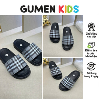 Dép Quai Ngang Kẻ Đế Cao Su Dày Cho Bé Màu Xám - Dép Quai Ngang Cho Bé Đeo ĐI Học Đi CHơi Siêu Ngầu