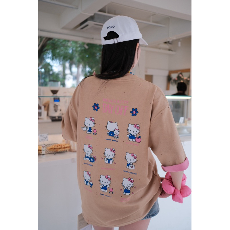 [Tặng vòng cổ Hello Kitty] Áo thun tay ngắn hoạt hình Hello Kitty