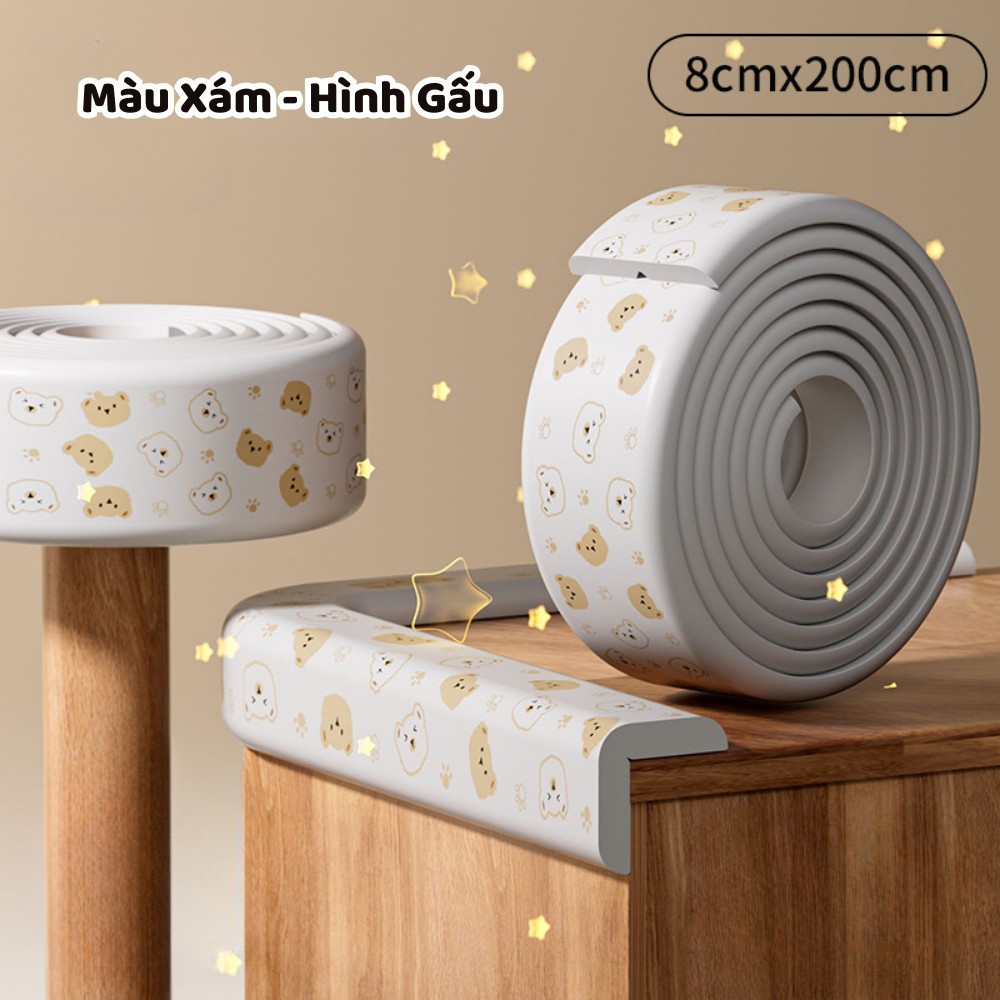 Xốp bọc cạnh bàn chất liệu xốp dán dày dặn độ dài 2 mét, Bọc cạnh đầu giường an toàn cho bé