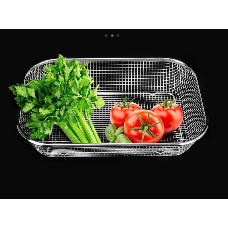 Rổ Inox Lưới Chữ Nhật Đựng Muỗng Đũa, Rau Củ kiểu dáng Sang Trọng