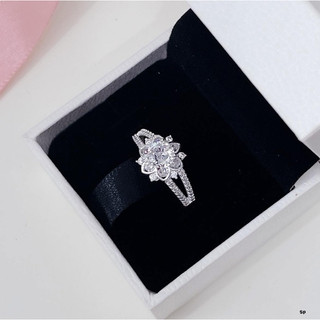 Nhẫn nữ hoa sen đính đá chuẩn bạc ta sáng đẹp - THU HUONG SILVER