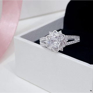Nhẫn nữ hoa sen đính đá chuẩn bạc ta sáng đẹp - THU HUONG SILVER