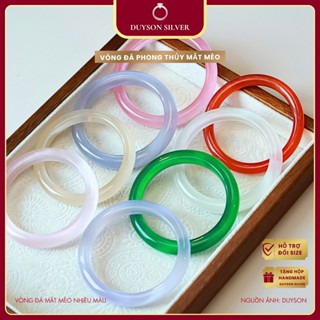  Vòng tay mắt mèo phong thủy nguyên khối nhiều màu sắc pastel hợp mệnh Duyson Gems 