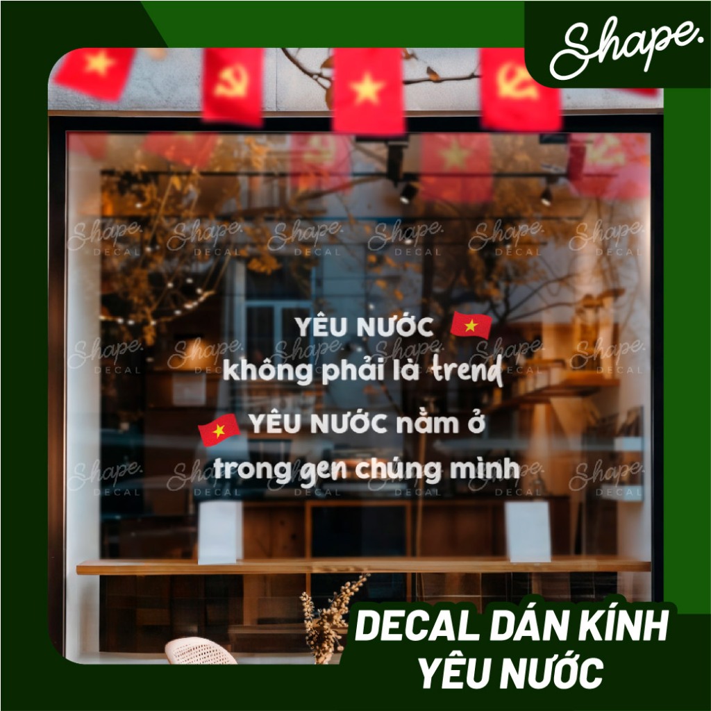 Decal dán kính Yêu Nước - Decal dán kính Decal trang trí kính Việt Nam