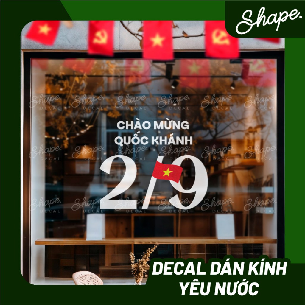 Decal dán kính Yêu Nước - Decal dán kính Decal trang trí kính Việt Nam