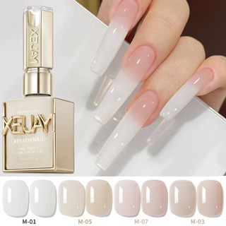 XEIJAYI Sơn móng tay dạng thạch màu hồng nhạt và trắng phù hợp để làm móng tay DIY cho phụ nữ