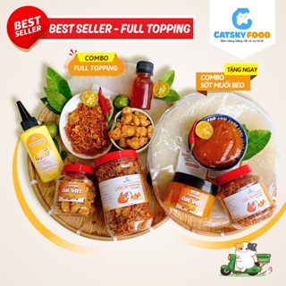 Bánh tráng phơi sương sốt muối béo CATSKY FOOD combo bánh tráng đồ ăn vặt - COMBO BEST SELLER FULLTOPPING