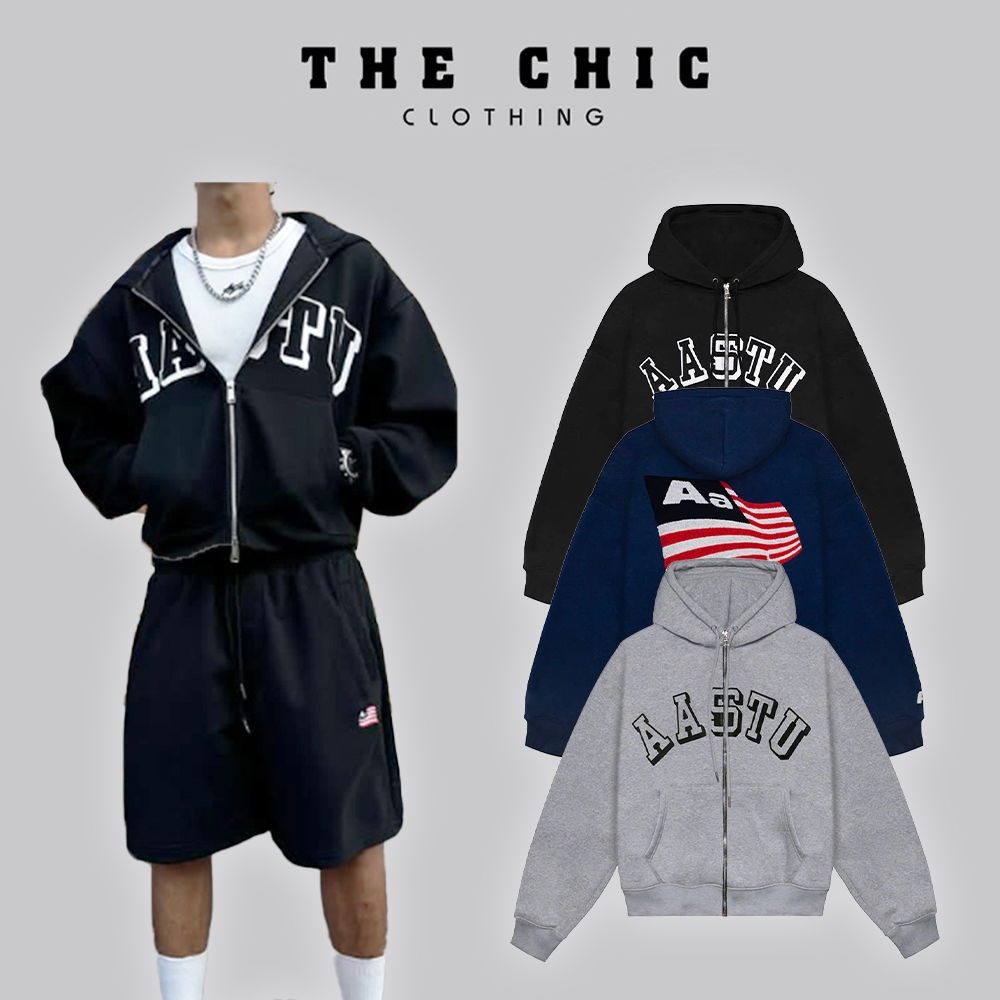 Áo Khoác Hoodie Zip Aastu In Logo Giữa Ngựa - Chất Nỉ Mềm Mịn Không Xù THE.CHIC