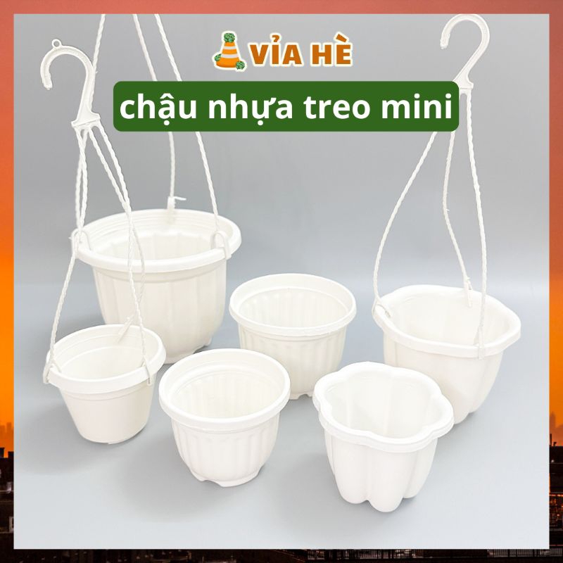 Chậu nhựa treo mini size nhỏ 11x9cm và 8x8cm trồng sen đá và dâu tây VIAHE chậu nhựa trồng sen đá có móc treo, Vỉa Hè