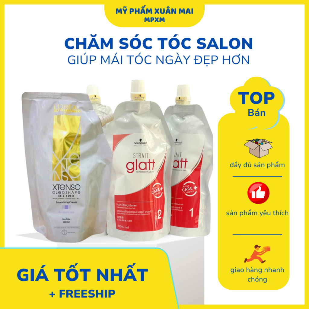 Thuốc Uốn Tóc Loreal Glatt Schwarzkopf, Duỗi Tóc, Dập Uốn, Dập Kem Loreal X-Tenso - 400ml