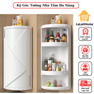 Kệ Góc Tường Nhà Tắm Đa Năng 3 Tầng Có Cửa, Kệ Nhựa Chống Nước Treo Tường Nhà Bếp, Phòng Tắm, Toilet Tiện Lợi