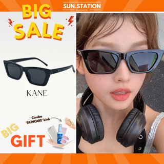 Kính râm nữ nam gọng vuông to sang chảnh SUN STATION, Kính mát thời trang chống tia uv, Kính GM jennie gắn charm nơ-KANE