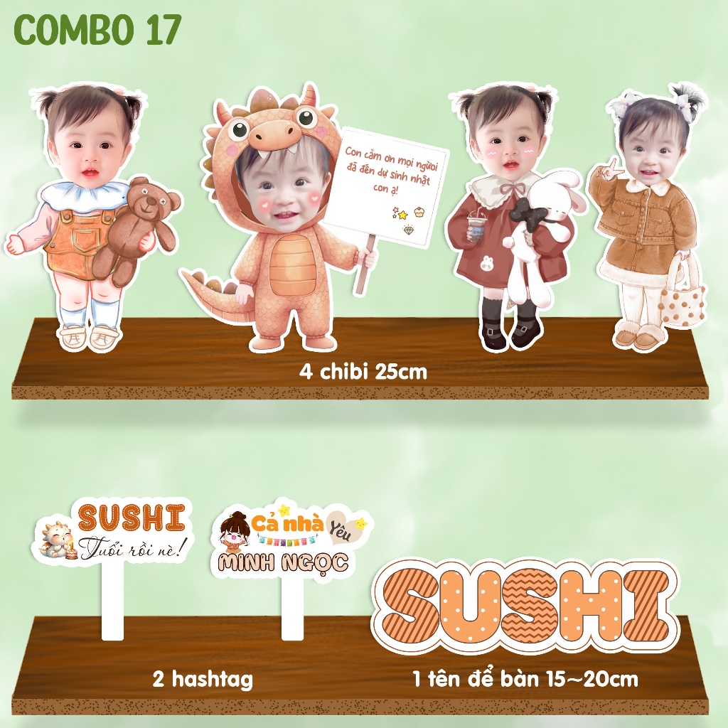 Combo Chibi sinh nhật cho bé gái